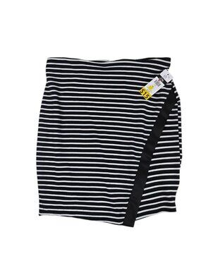 Contenta Striped Mini Skirt, Black, White, Size XL , Pull On